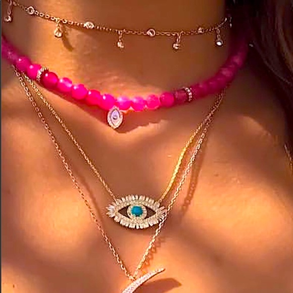 🧿👁🦋 Baguette “MYKONOS” evil Eye necklace 📿 - Picture 5 of 6